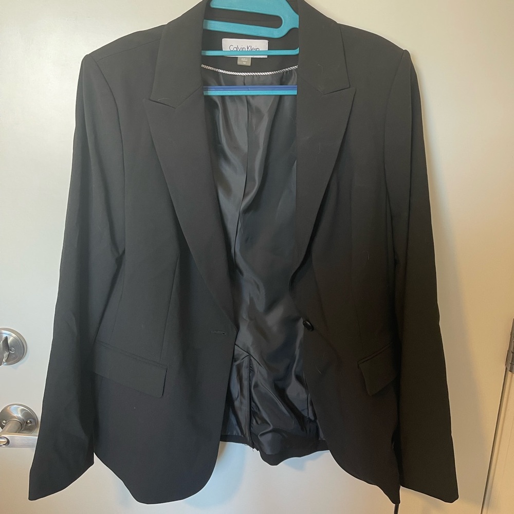 NWT Calvin Klein Suit Jacket Blazer Size 14 Black Business Jacket